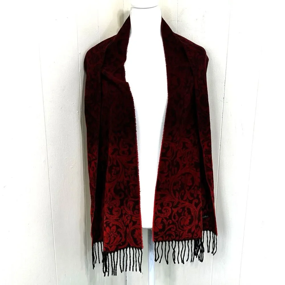 Fraas Cashmink Red & Orange Brown Scarf 11.5